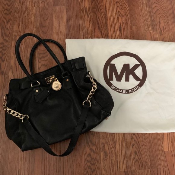 Michael Kors HAMILTON TOTE Black Leather - Picture 1 of 5